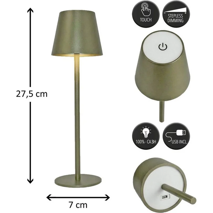 Coen Bakker Deco BV LED Außen-Tischleuchte Touch Tischlampe Dimmbar Akku IP44 Glatt Klein, Touch-Funktion, LED fest verbaut, Kaltweiß, Warmweiß, Tageslichtweiß – Bild 3