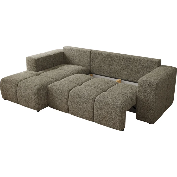 Ecksofa mit Schlaffunktion und Bettkasten, L-form Couch, lose Kissen, Polstersofa - MONIVA - Grau Struktur - linke Seite – Bild 5