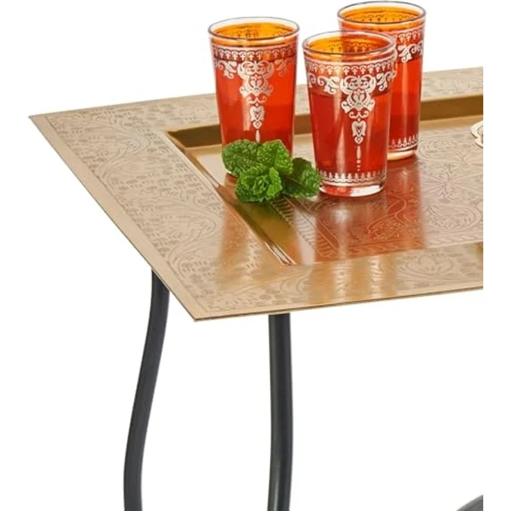 Marrakesch Orient & Mediterran Interior Beistelltisch Beistelltisch Garten Klapptisch Metall Sule Eckig Gold (1-St), Handarbeit – Bild 6