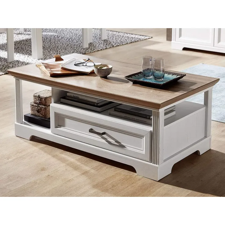 Couchtisch >Jasmin< in Pinie-Hell aus Metall - 120x45x67cm (BxHxT)
