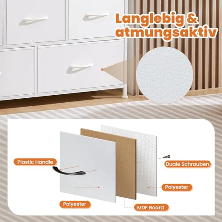 Sweetcrispy Kommode TV Schrank, Weiß, für 115cm TV – Bild 4