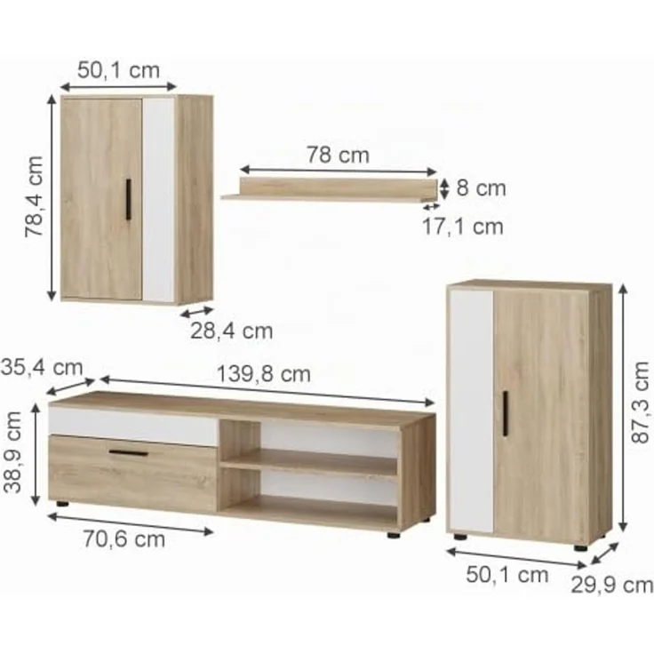 Wohnwand Berno Sonoma 4-teiliges Set Vicco – Bild 3