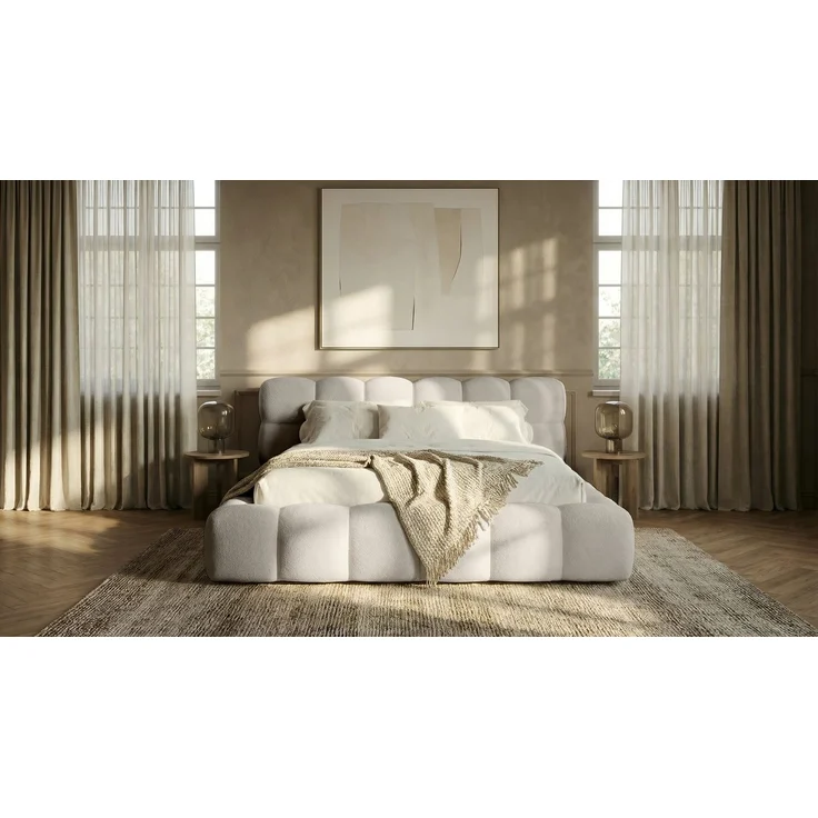 thematys Polsterbett CLOUD mit Bettkasten 140x200cm, Ohne Matratze, Davis, Beige – Bild 1
