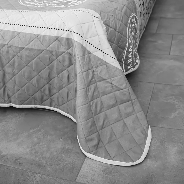 Tagesdecke, Sofaüberwurf in Grau GoodNight-Motiv aus 100% Polyester Bettüberwurf 140x210 cm – Bild 3