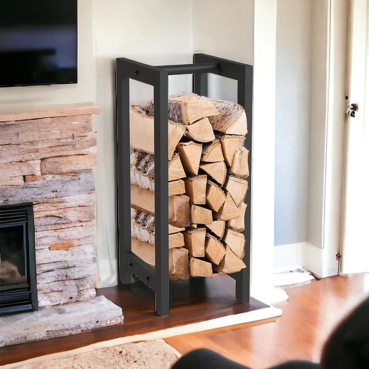 DanDiBo Kaminholzregal Innen Metall Schwarz Stehend Kaminholzständer 96467 Kaminholzhalter Brennholzregal Feuerholzregal – Bild 8