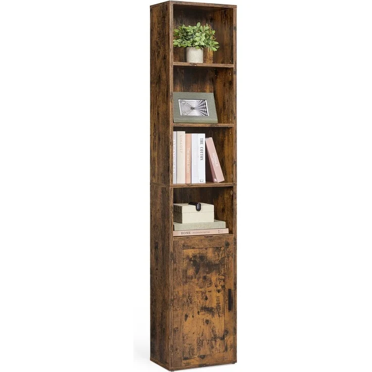 Bücherregal, 6-stöckiges hohes Regal, Standregal mit Türen und offenen Fächern, vielseitig einsetzbar – Bild 5