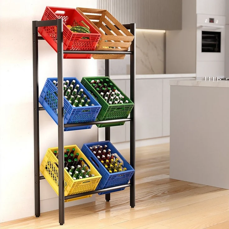 TroniTechnik Regal Getränkekistenregal Stahl schwarz 71x32x140 cm, 3 Ebenen, 360 kg Belastbarkeit, Flaschenregal, Stabil, platzsparend, vielseitig nutzbar, leicht aufbaubar, langlebig – Bild 4