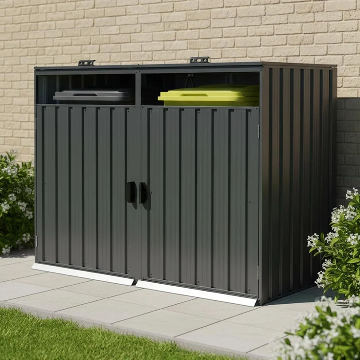 Mülltonnenbox Eco Duo 2 Mülltonnen 240 Liter 160 cm Stahl Anthrazit – Bild 2