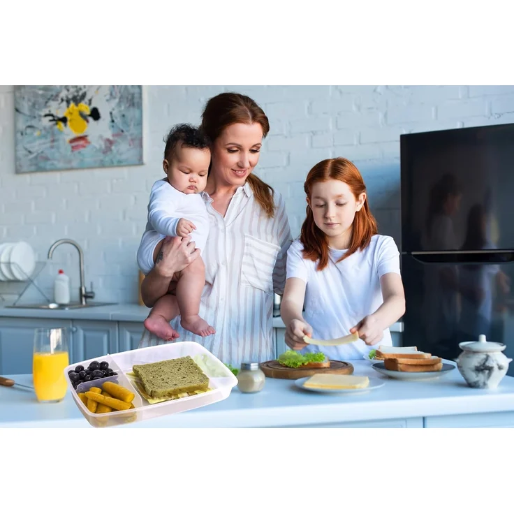 2friends Lunchbox 3er Set Lunchbox für Kinder + Erwachsene, Kunststoff, (transparent, grau, grün), mit Fächern und stabile Clickverschluss, effektive Silicondichtung – Bild 7