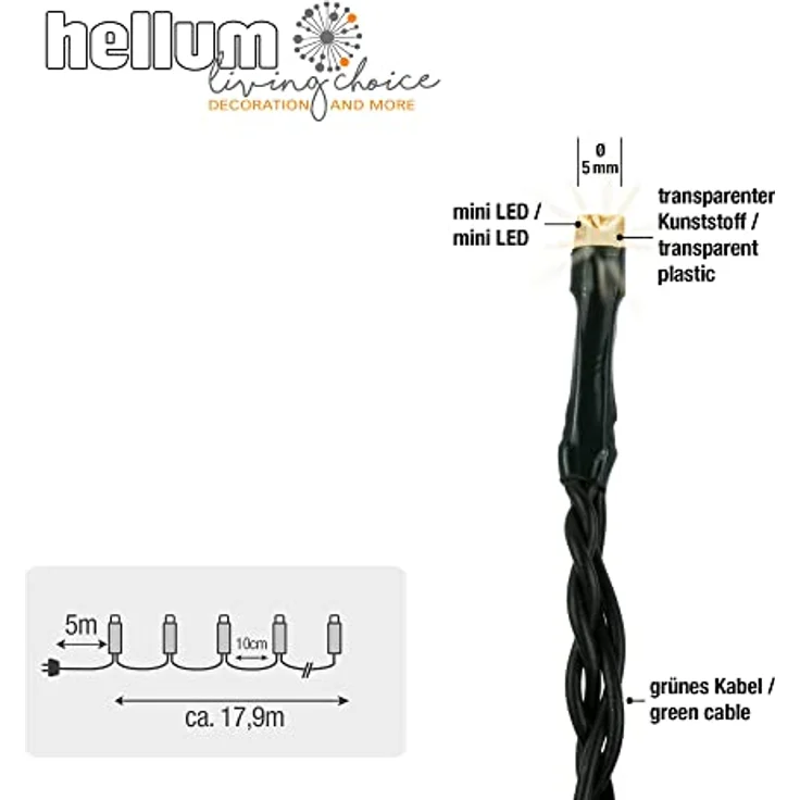 Hellum LED-Lichterkette 180-flg.m.FB GL22,9m 577150 – Bild 5