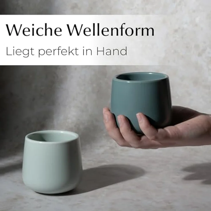 MiaMio Tasse Kaffeebecher Nami ohne Henkel Set 4er (250 ml) – Keramik Tassen, 4-tlg. – Bild 2