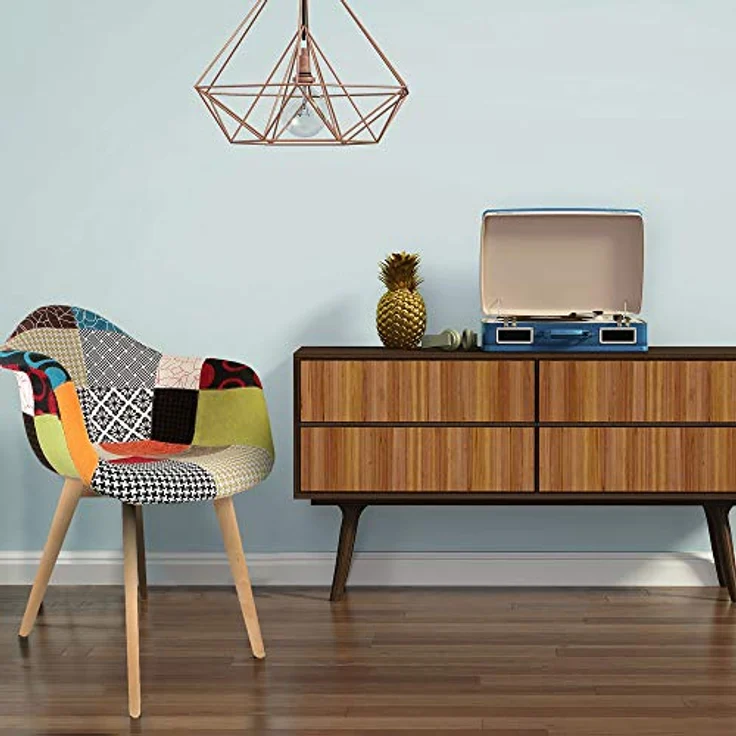 HOME DECO FACTORY The HD3096 Sessel, skandinavisch, Patchwork, Holz + Polyester, Mehrfarbig, 62 x 60,5 x 86 cm, 2 Stück – Bild 3