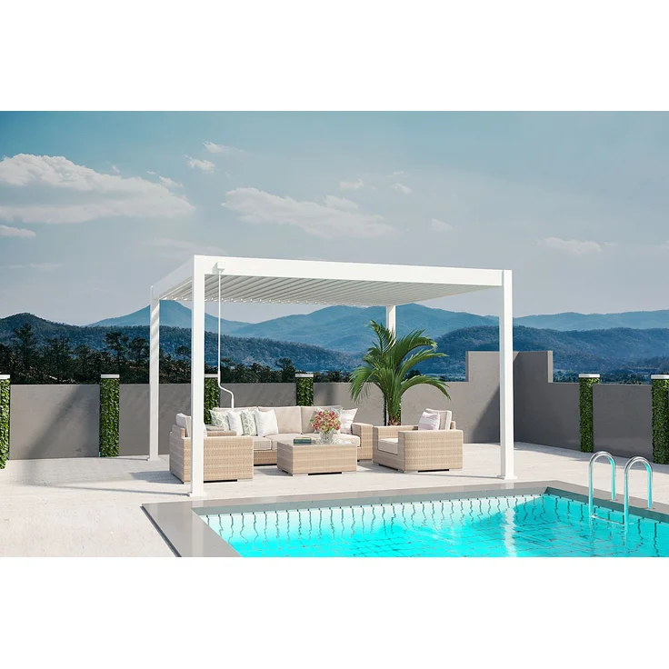 Weide Deluxe | Pergola Voll Aluminium freistehend | 3,6 x 4 M | Lamellendach weiß – Bild 1