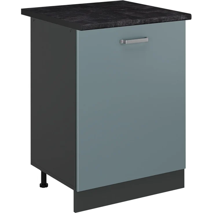 Küchenunterschrank R-Line Blau-Grau/Anthrazit 60 cm mit 1 Tür Arbeitsplatte Anthrazit Vicco – Bild 1