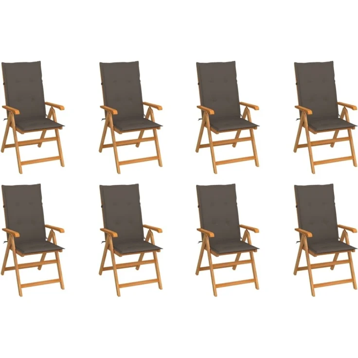 vidaXL Verstellbare Gartenstühle mit Auflagen 8 Stk. Massivholz Teak 3072549 – Bild 1
