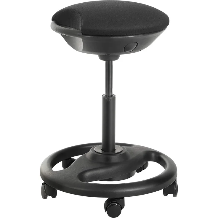 Songmics Bürohocker ergonomisch auf Rollen, höhenverstellbar, schwarz, 50x55-73 cm – Bild 1