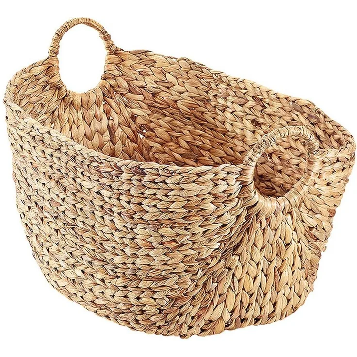 Kobolo Aufbewahrungskorb Korb aus Wasserhyazinthe mit Griffen 51x36x36cm