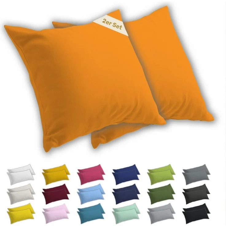 Lavea Kissenbezug 2er Set Kissenhülle Jersey, 100% Baumwolle, Kissenbezüge, (2 Stück), allergikerfreundlich - sicherer YKK-Reißverschluss - waschbar 60°C – Bild 1