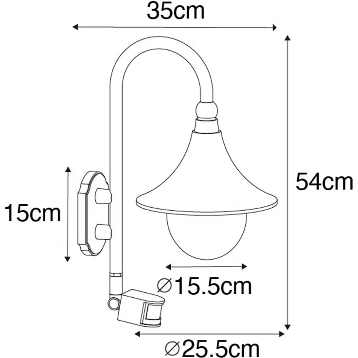 Qazqa Außen-Wandleuchte Daphne, ohne Leuchtmittel, E27, Schwarz, Klassisch / Antik, Aluminium, 1-flammig – Bild 3