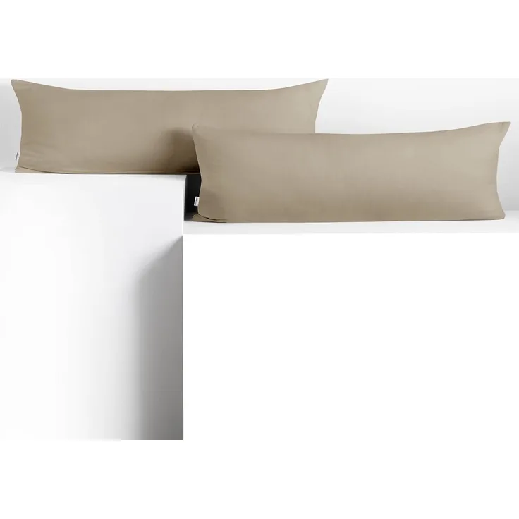 DecoKing 2 Kissenbezüge 40x200 cm Jersey 100% gekämmte Baumwolle Reißverschluss Cappuccino Amber