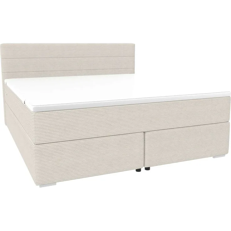 Sofa Dreams - Boxspringbett Valerio - Cordstoff - Greige - 200x200 cm