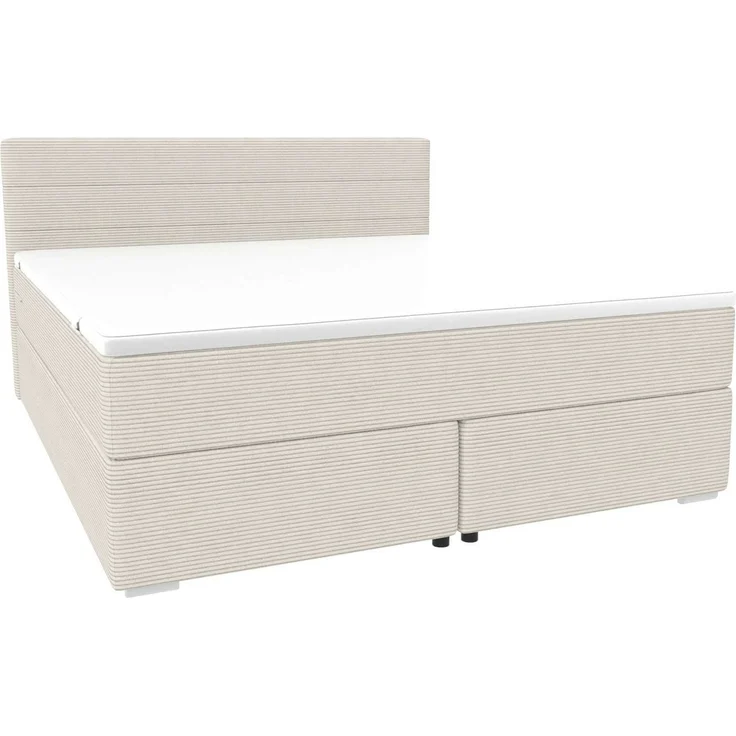 Sofa Dreams - Boxspringbett Valerio - Cordstoff - Greige - 200x200 cm – Bild 1
