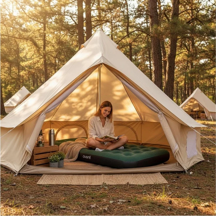 Avenli Luftmatratze Luftbett Camping für 1 Person grün 191x99x22cm Twin-Size, (aufblasbar Ideal als Reisebett oder Isomatte, 1-St, für Indoor und Outdoor mit beflockter Oberfläche), Campingmatratze ohne Pumpe – Bild 3