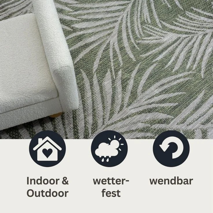 Wohnando Teppich MY-RUG Wendbarer Outdoor-Teppich "Fern" 200x140 cm, grün, rechteckig, Höhe: 8 mm, robust, Teppich für Terrasse oder Balkon – Bild 3