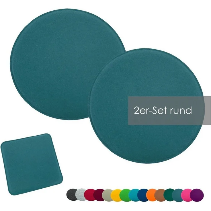 heimtexland ® Sitzkissen Set Filz Stuhlkissen Stuhlauflage Filzkissen Stuhl Polster Kissen Typ631 2er Set 35 x 35 cm Eckig Petrol – Bild 5