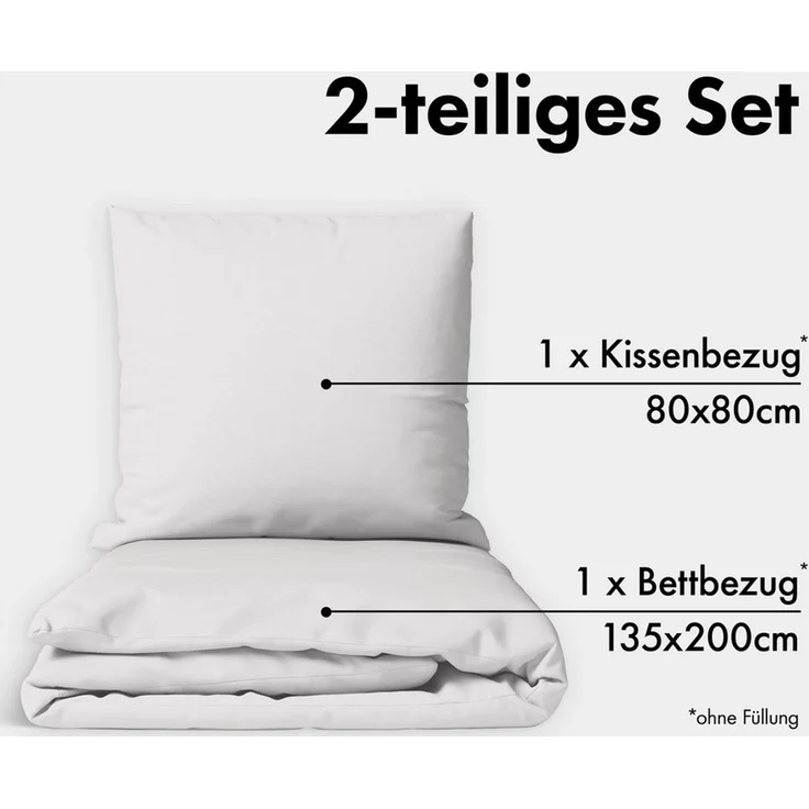 Jacobson Bettwäsche Set - 100% Baumwolle, Perkal, 2 teilig, Erhältlich in den Größen 135x200, 155x220, 200x200, 200x220, 240x220 – Bild 2