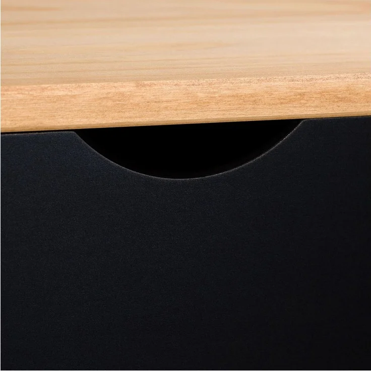 IDIMEX Nachtkommode COLIMA, Nachttich mit 2 Schubladen, Kiefer Massivholz skandi schwarz/vintage – Bild 3