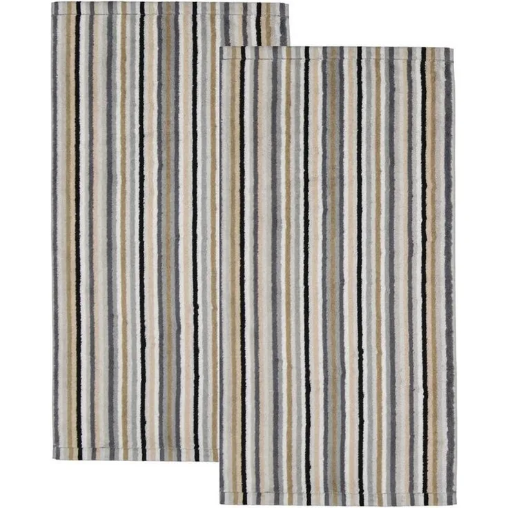 2 Stück Cawö Life Style Handtücher 7048-37 Streifen kiesel 50x100