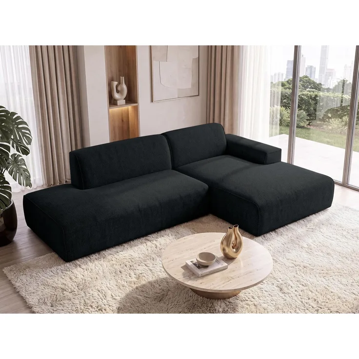 AX LIVING Ecksofa Modern Didim Duo 284 cm Dunkelgrau Chenille Sofa R