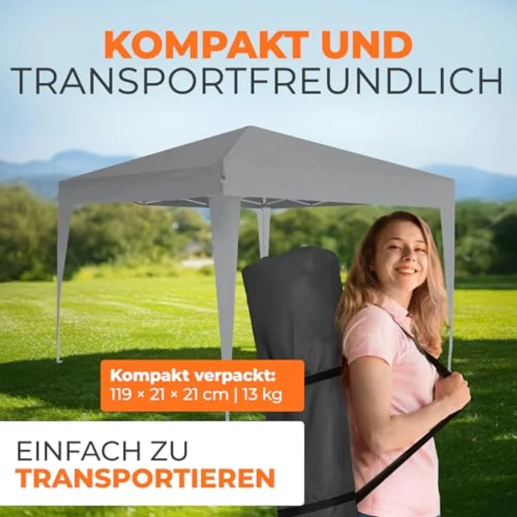 Kronenburg Faltpavillon wasserdicht Dachmaß 3x3 m UV Schutz 50+ Pavillon in Grau – Bild 7