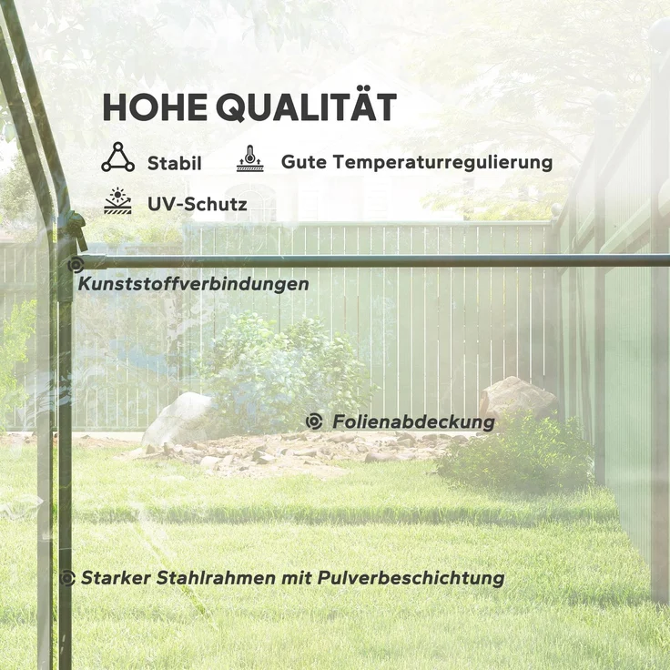 Outsunny Foliengewächshaus, Stahl, Kunststoff, Transparent, 180L x 100B x 168H cm – Bild 5