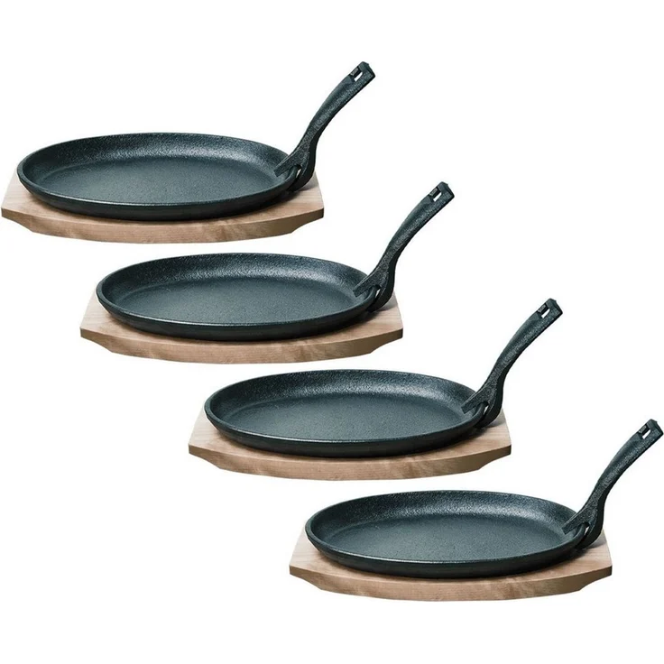 Casativo Servierpfanne Profi Gusseisen Servierpfanne bis 230°C mit Holzuntersetzer 820g, Gusseisen (4-tlg, 1er-Set/2er-Set/4er-Set), abnehmbarer Griff, backofenfest, 24 x 14 x 2,2 cm, haltbar – Bild 2