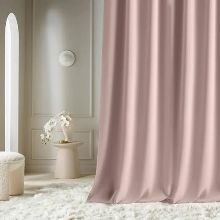 ROOM99 Vorhang mit Silberen Ösen Aura 180 x 260 cm Breite x Höhe Schiebegardinen Modern Curtain Wohnzimmer Schlafzimmer Puderrosa, 1 Stück
