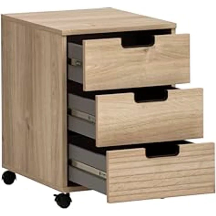 MID.YOU Rollcontainer Eiche, Kunststoff, 3 Schubladen, 40.1x57x50 cm, für Arbeitszimmer, Beimöbel erhältlich – Bild 3