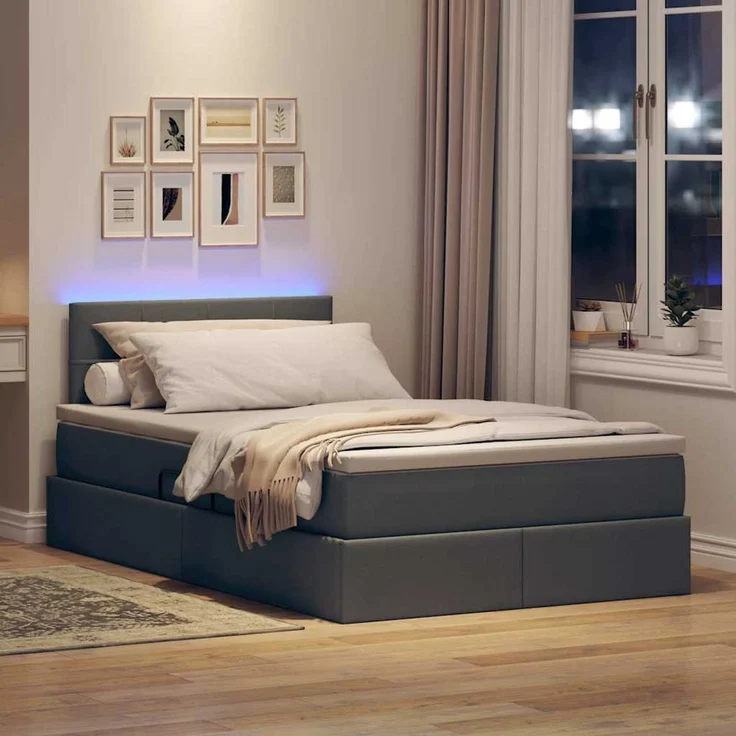 vidaXL LED-Speicherbett mit Matratze Dunkelgrau 120 x 200 cm Stoff 3371137 – Bild 5