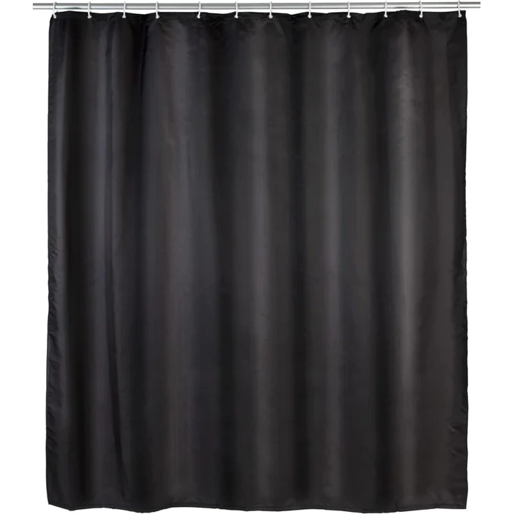 WENKO UNI Duschvorhang 180 x 200 cm, Schwarz, waschbar – Bild 2
