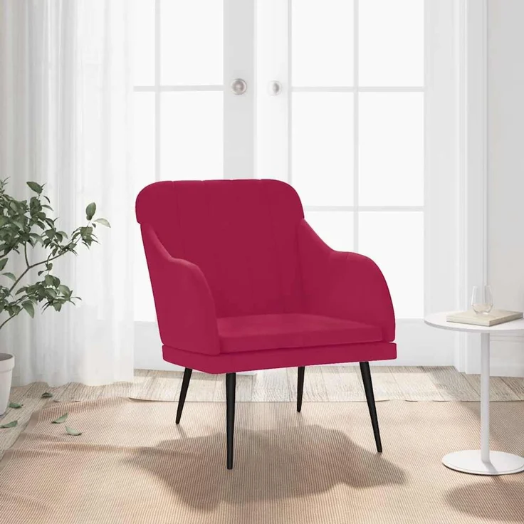 Sessel wohnzimmer, Relaxsessel, Fernsehsessel Weinrot 63x76x80 cm Samt – Bild 1