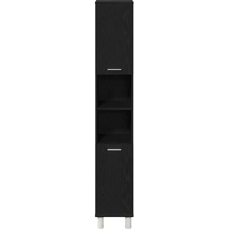 vidaXL Badezimmerschrank mit Tür Schwarz Eichen-Optik 30 x 30 x 179 cm 862513 – Bild 6