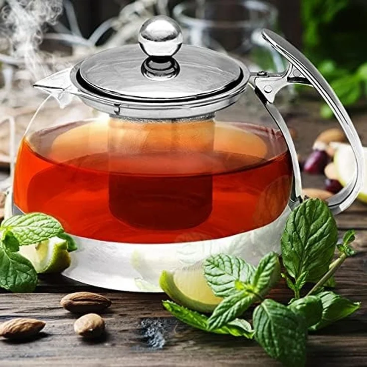 Teekanne mit Teesieb aus Edelstahl / Glas 1,2 Liter – Bild 9