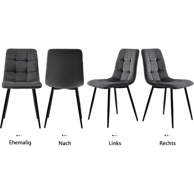 FUROKOY Esszimmerstuhl 4er Set Esszimmerstuhl Küchenstuhl Polsterstuhl (4 St), Design Stuhl mit Rückenlehne,mit Sitzfläche Samt,Gestell aus Metall – Bild 3