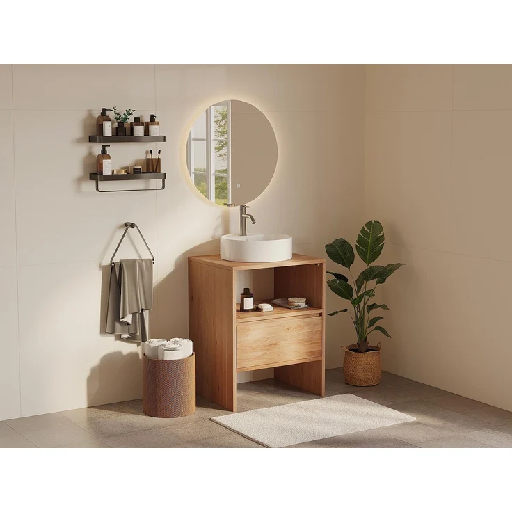 Vente-unique - Waschbeckenunterschrank aus Massivholz Eiche - Hell Natur - 60 cm - CAVIZO – Bild 2