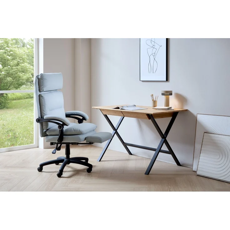 Linea Natura 'BERN' Schreibtisch, Massivholz Eiche, 120 x 76 x 65 cm, mit 2 Schubladen – Bild 7