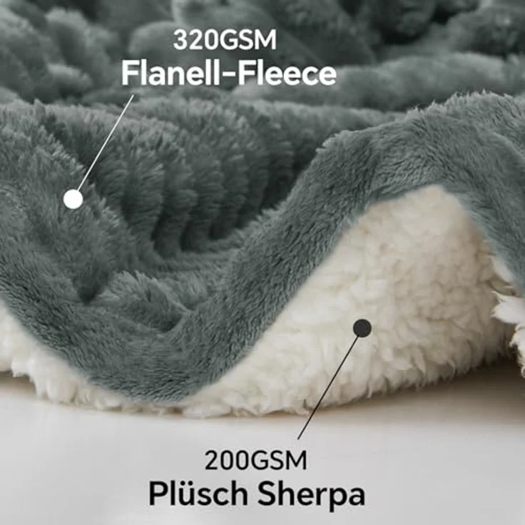 BEDELITE Kuscheldecke Flauschig Decke 150x200 - Dicke XL Sherpa Decken Grau für Couch, warme Cord Kuscheldecken weiche Fleecedecke Wohndecke als Couch Überwurf für Wohnzimmer – Bild 4