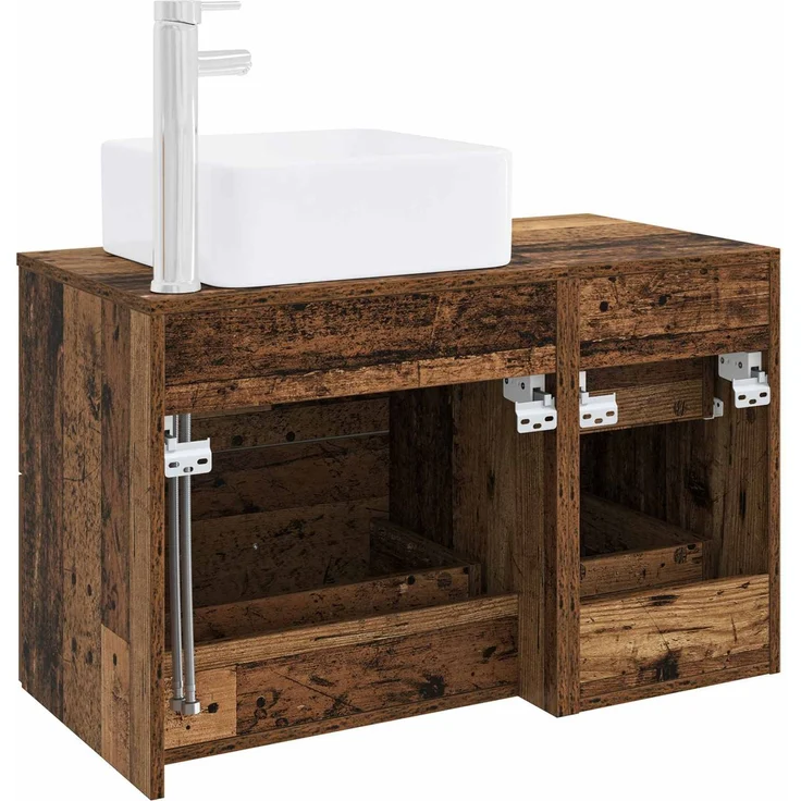 vidaXL Badezimmerschrank-Set 2 stk. Altholz 79,5 x 41 x 80 cm 3403966 – Bild 5