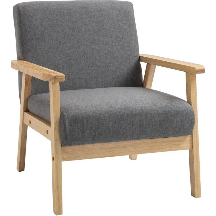 HOMCOM Relaxsessel Loungesessel mit Armlehnen in Leinenoptik (Esszimmerstuhl, 1-St, Ohrensessel), Grau, 64 x 70 x 72 cm – Bild 5