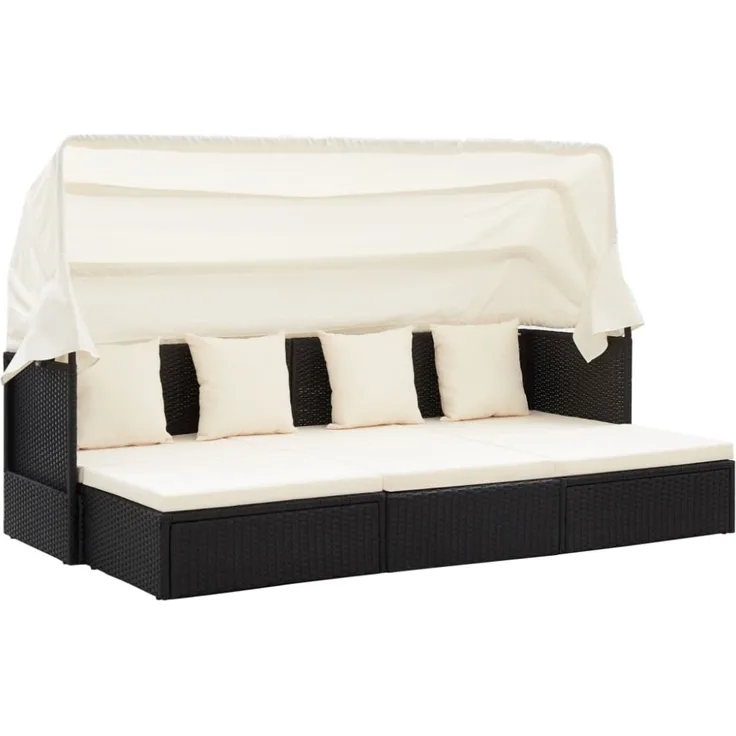 vidaXL Garten-Sonneninsel mit Dach Schwarz Poly Rattan 46156